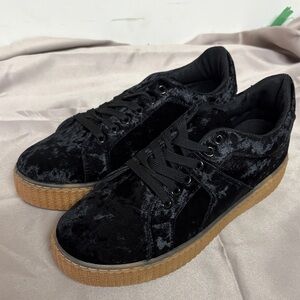 Black and Tan Suede Women's Sneakers
